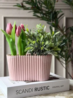 VIAMAJA Aflang potte i beton look - Rosa Hot
