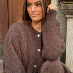 VIAMAJA Alpaca cardigan Depeche - Brown Discount