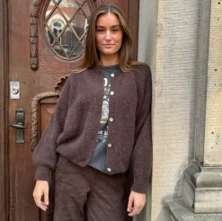 VIAMAJA Alpaca cardigan Depeche - Brown Discount