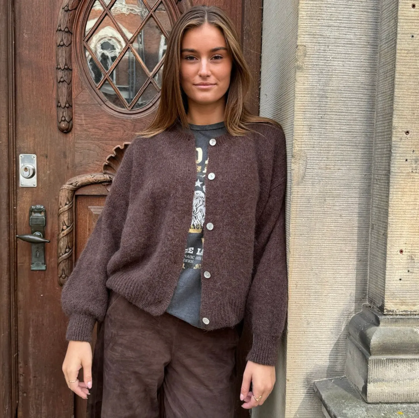 VIAMAJA Alpaca cardigan Depeche - Brown Discount