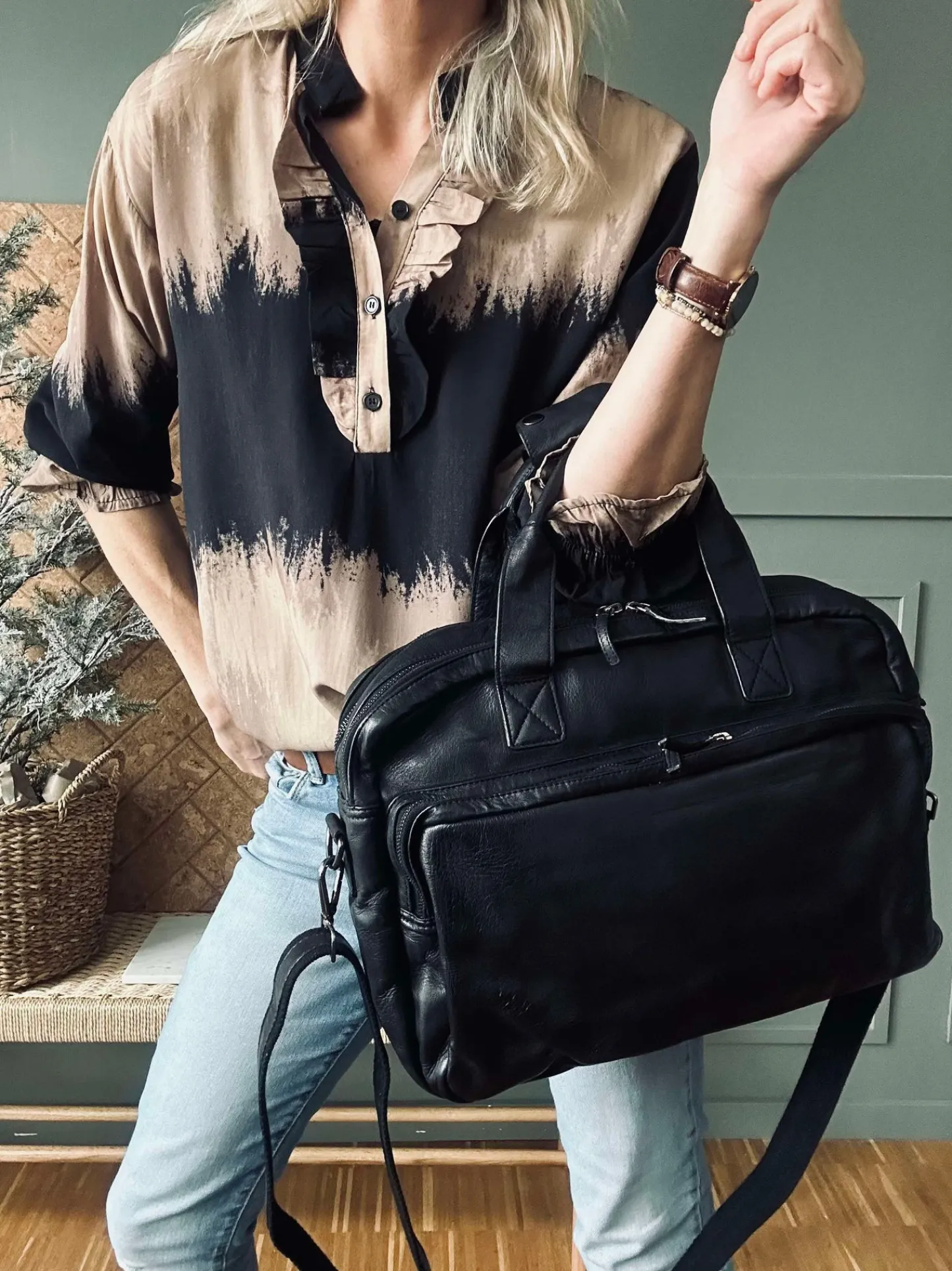 VIAMAJA Arbejdstaske - Black Cow leather Online