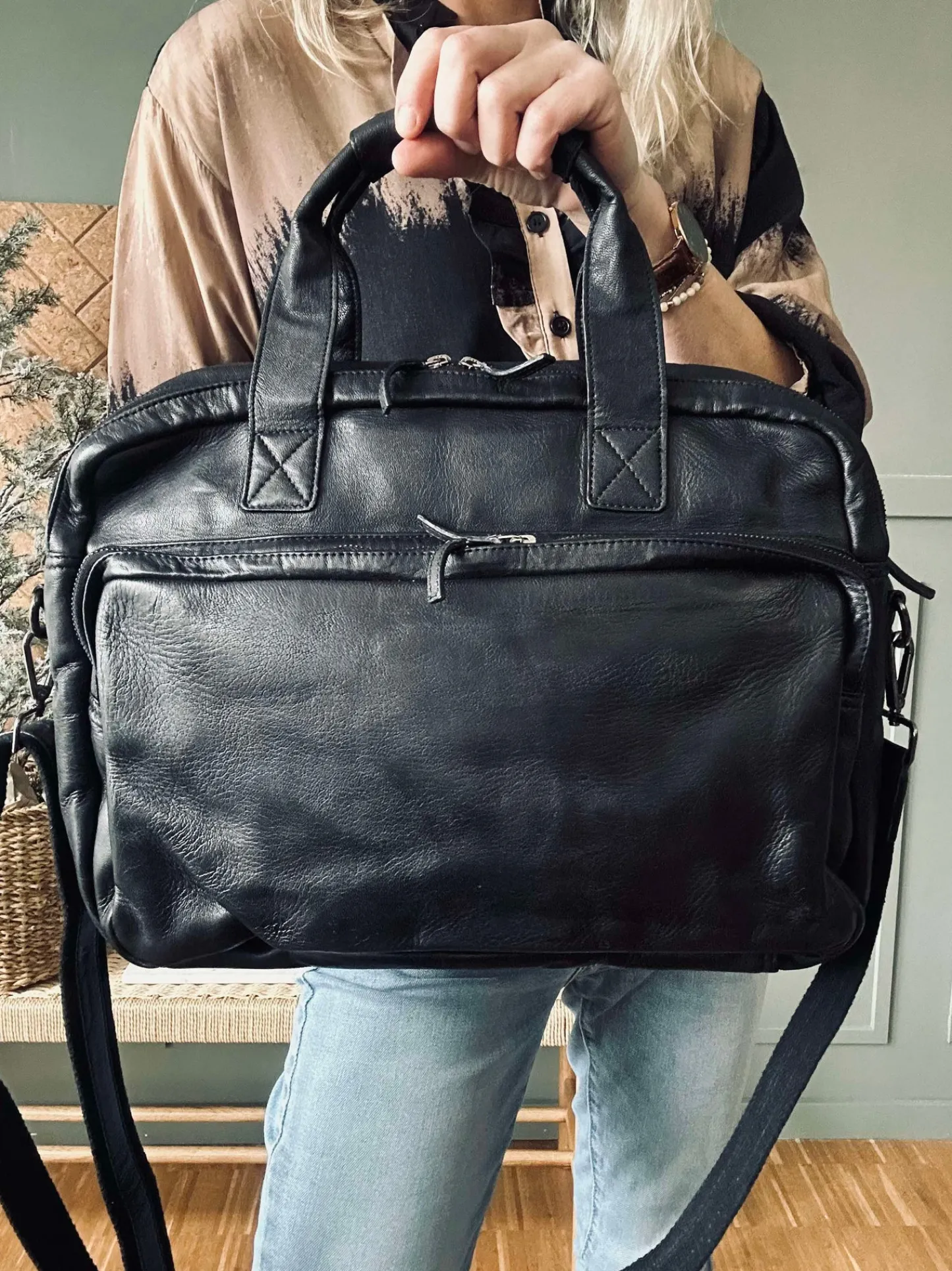 VIAMAJA Arbejdstaske - Black Cow leather Online