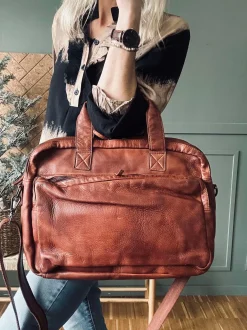 VIAMAJA Arbejdstaske - Cognac Cow leather Outlet
