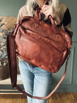 VIAMAJA Arbejdstaske - Cognac Cow leather Outlet