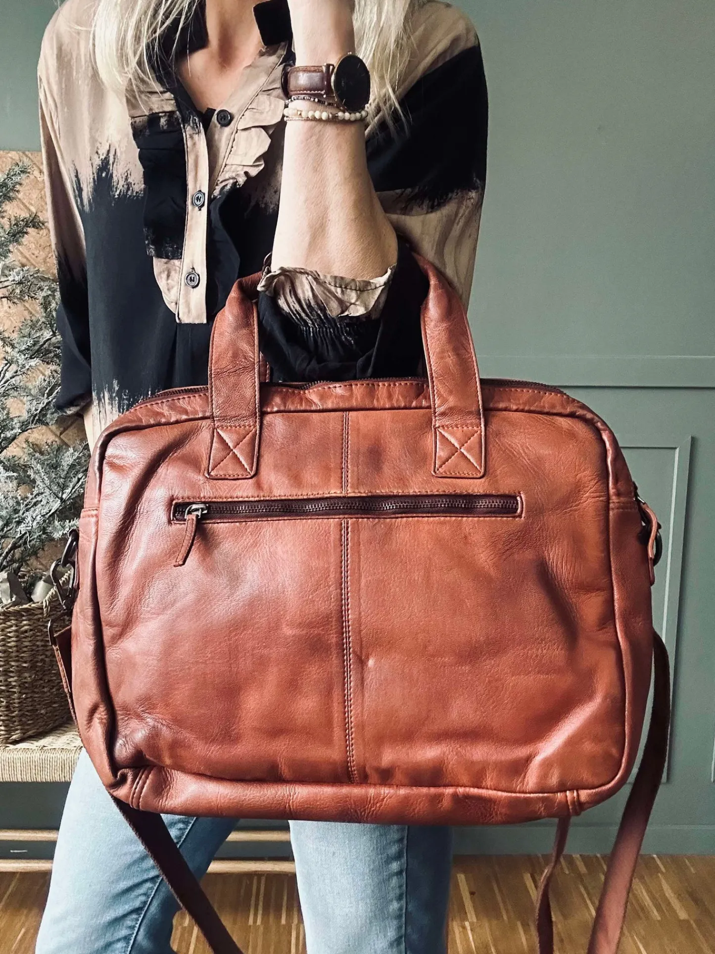 VIAMAJA Arbejdstaske - Cognac Cow leather Outlet