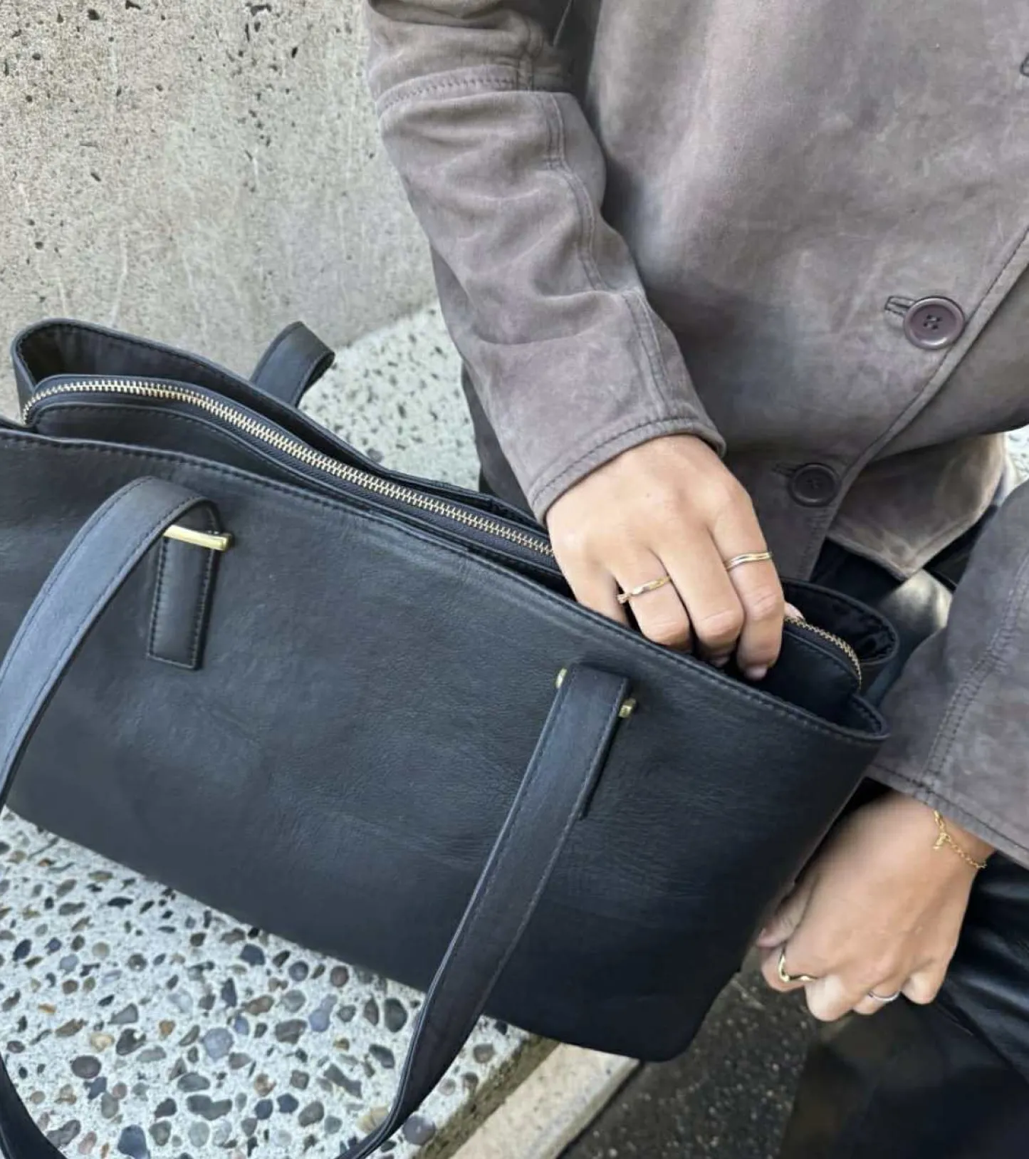 VIAMAJA Arbejdstaske / shopper - Black leather Sale
