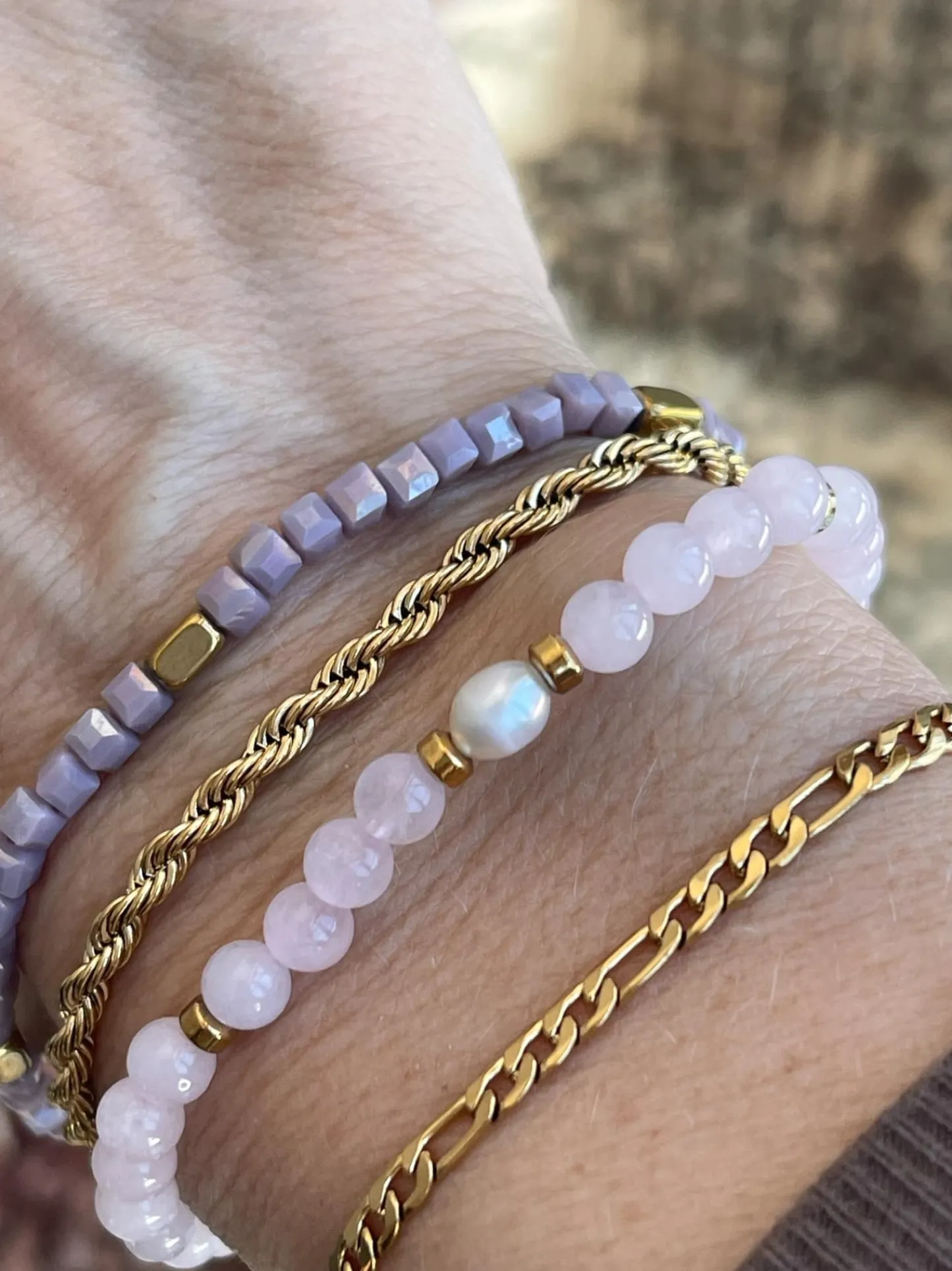 VIAMAJA Armbånd Erika lavendel - Sæt med 4 armbånd New
