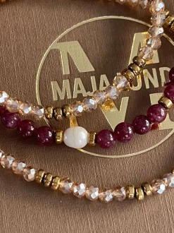 VIAMAJA Armbånd Leah Bordeaux/Natur – Sæt med 3 stk Discount