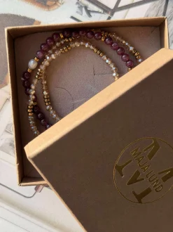 VIAMAJA Armbånd Leah Bordeaux/Natur – Sæt med 3 stk Discount