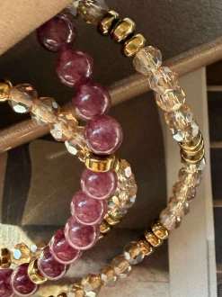 VIAMAJA Armbånd Leah Bordeaux/Natur – Sæt med 3 stk Discount
