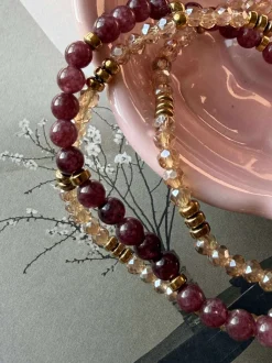 VIAMAJA Armbånd Leah Bordeaux/Natur – Sæt med 3 stk Discount