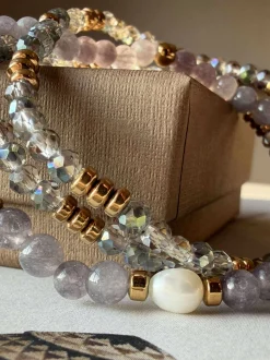 VIAMAJA Armbånd Leah Lavendel/Stone – Sæt med 3 stk Outlet