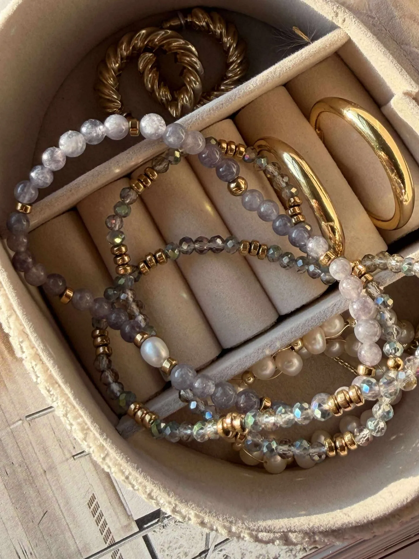 VIAMAJA Armbånd Leah Lavendel/Stone – Sæt med 3 stk Outlet