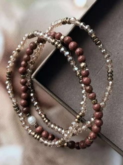 VIAMAJA Armbånd Leah Natur/Cognac – Sæt med 3 stk New