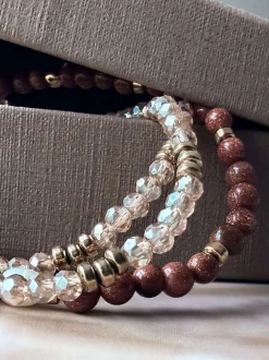 VIAMAJA Armbånd Leah Natur/Cognac – Sæt med 3 stk New