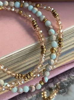 VIAMAJA Armbånd Leah Sea Breeze/Natur – Sæt med 3 stk Outlet