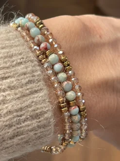 VIAMAJA Armbånd Leah Sea Breeze/Natur – Sæt med 3 stk Outlet