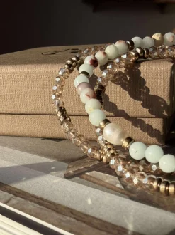 VIAMAJA Armbånd Leah Sea Breeze/Natur – Sæt med 3 stk Outlet