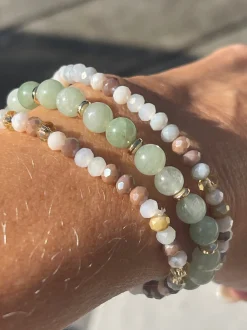 VIAMAJA Armbånd Luna Jade Green – Sæt med 3 stk