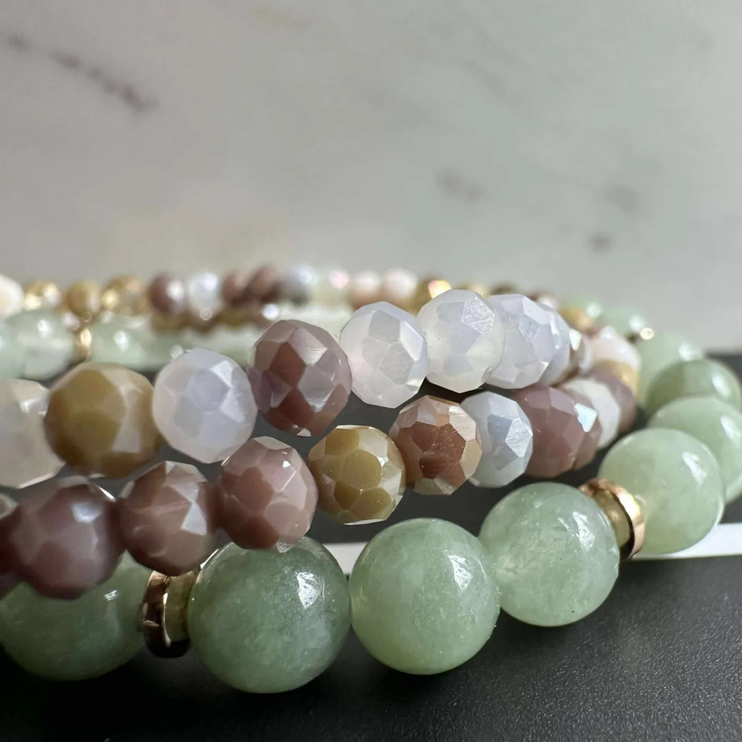 VIAMAJA Armbånd Luna Jade Green – Sæt med 3 stk