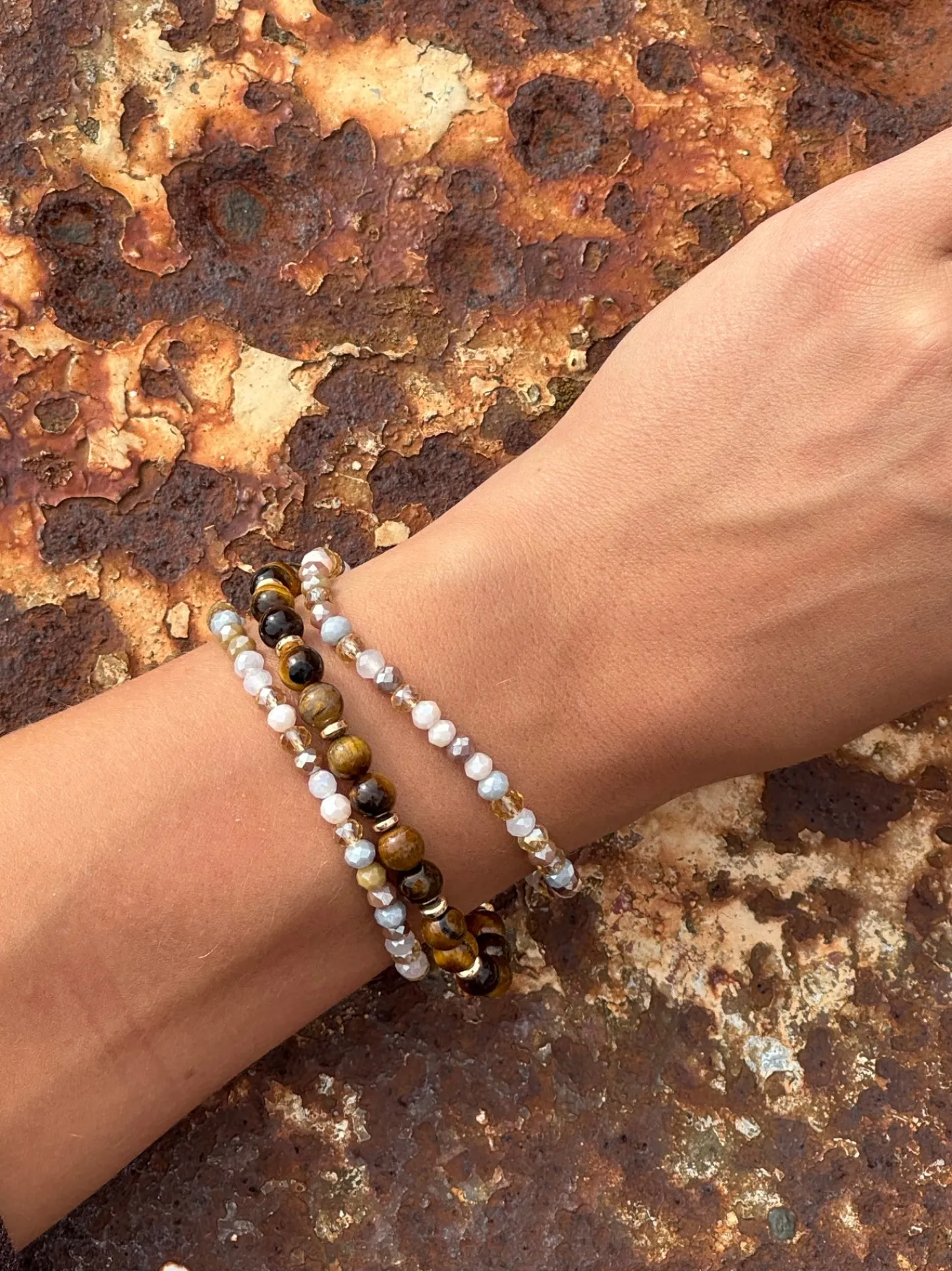VIAMAJA Armbånd Luna Tiger Eye – Sæt med 3 stk