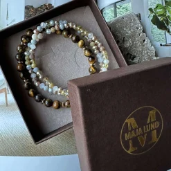 VIAMAJA Armbånd Luna Tiger Eye – Sæt med 3 stk