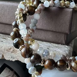 VIAMAJA Armbånd Luna Tiger Eye – Sæt med 3 stk