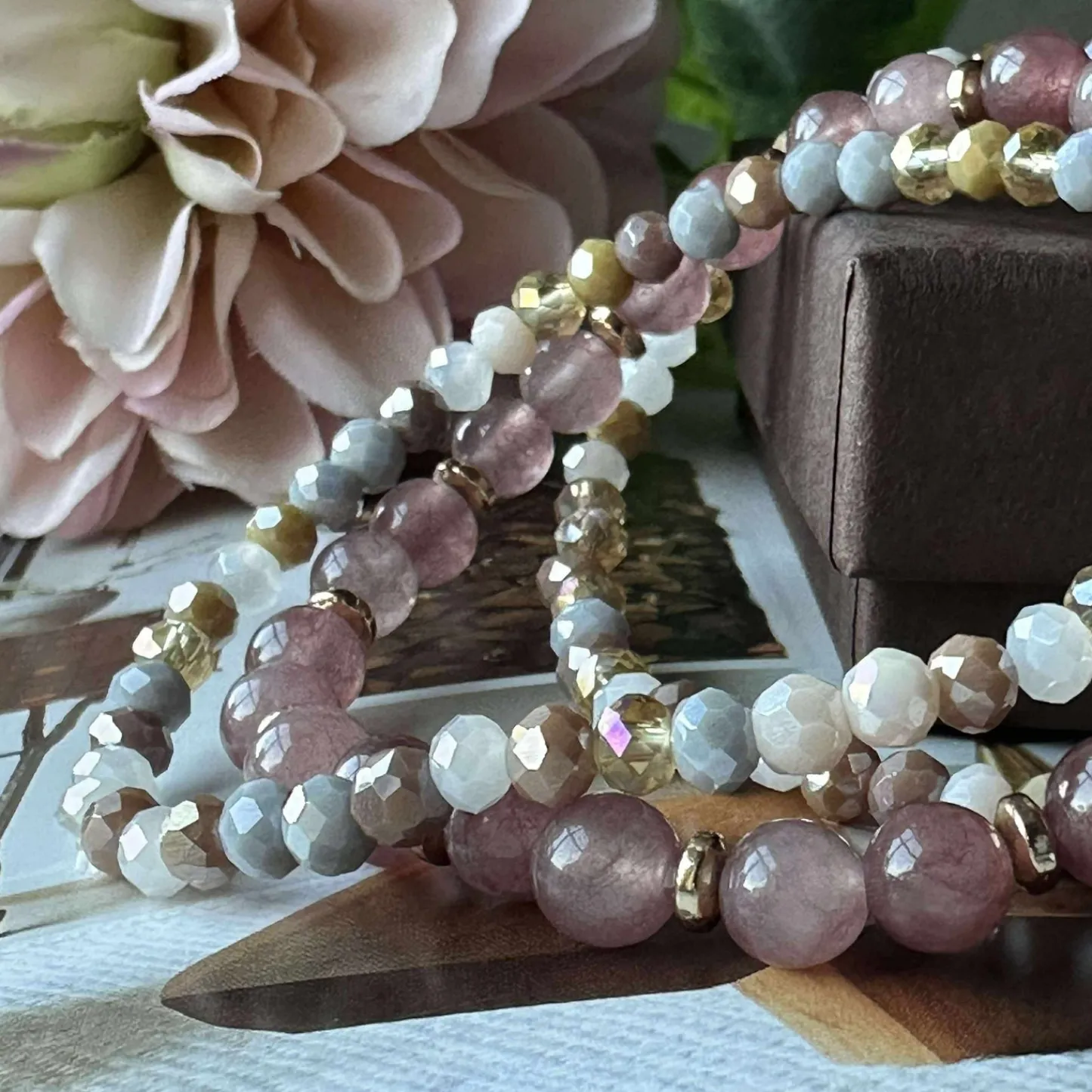 VIAMAJA Armbånd Luna Vintage Rose – Sæt med 3 stk New