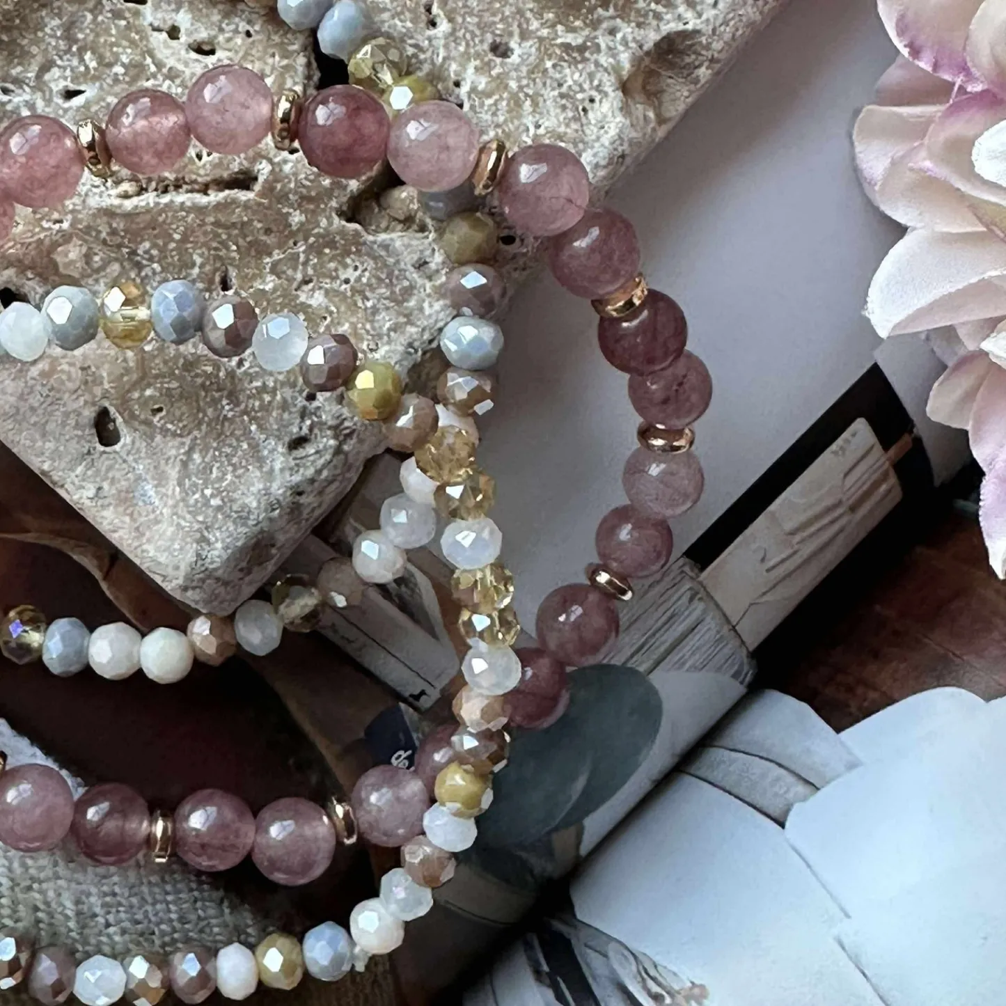 VIAMAJA Armbånd Luna Vintage Rose – Sæt med 3 stk New