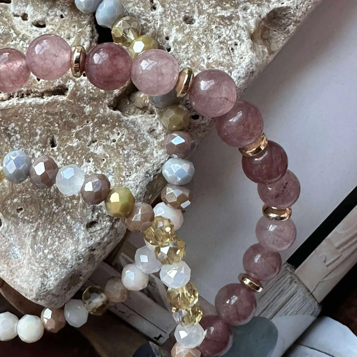 VIAMAJA Armbånd Luna Vintage Rose – Sæt med 3 stk New