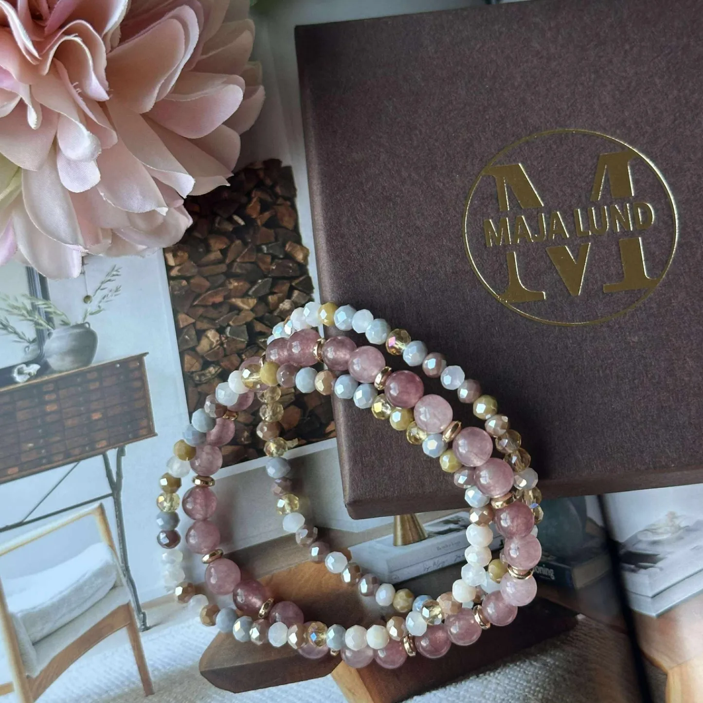 VIAMAJA Armbånd Luna Vintage Rose – Sæt med 3 stk New