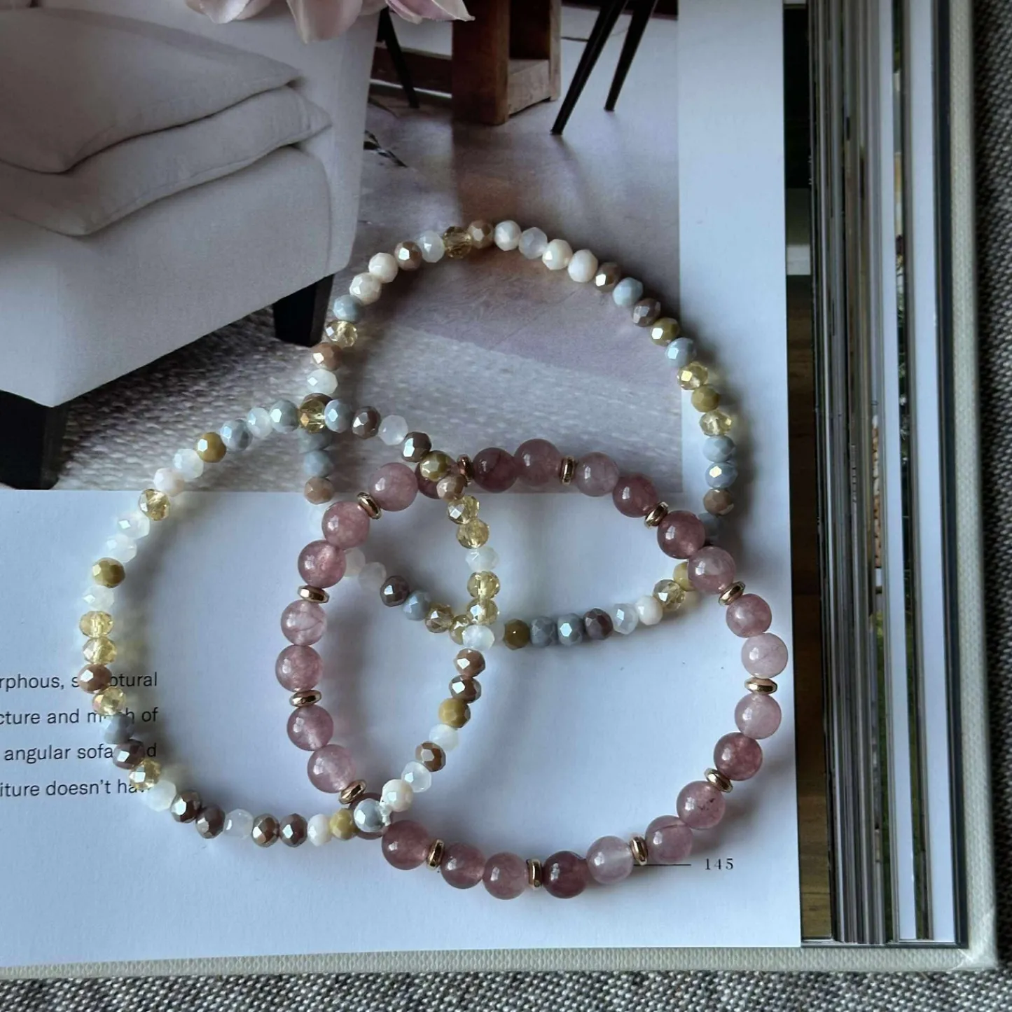 VIAMAJA Armbånd Luna Vintage Rose – Sæt med 3 stk New