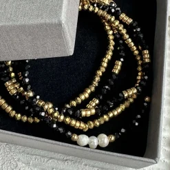 VIAMAJA Armbånd MICHELLE Black / Pearl - 5 stk New