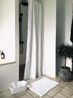 VIAMAJA Badeværelsessæt: Badeforhæng & bademåtte / Hvid New