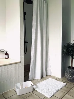 VIAMAJA Badeværelsessæt: Badeforhæng & bademåtte / Hvid New