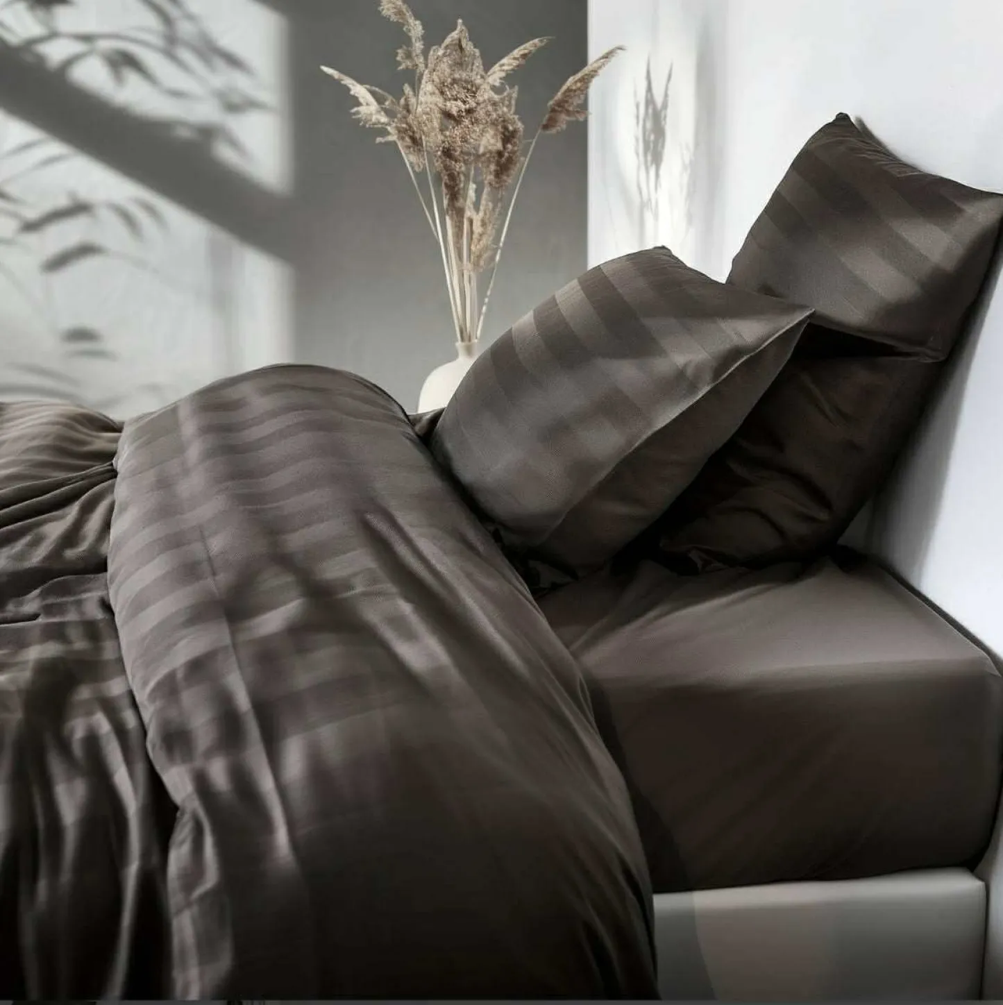 VIAMAJA Bambus satin sengesæt, Lys Mokka, 140x200 - 63x60 Best