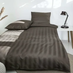 VIAMAJA Bambus satin sengesæt, Lys Mokka, 140x200 - 63x60 Best