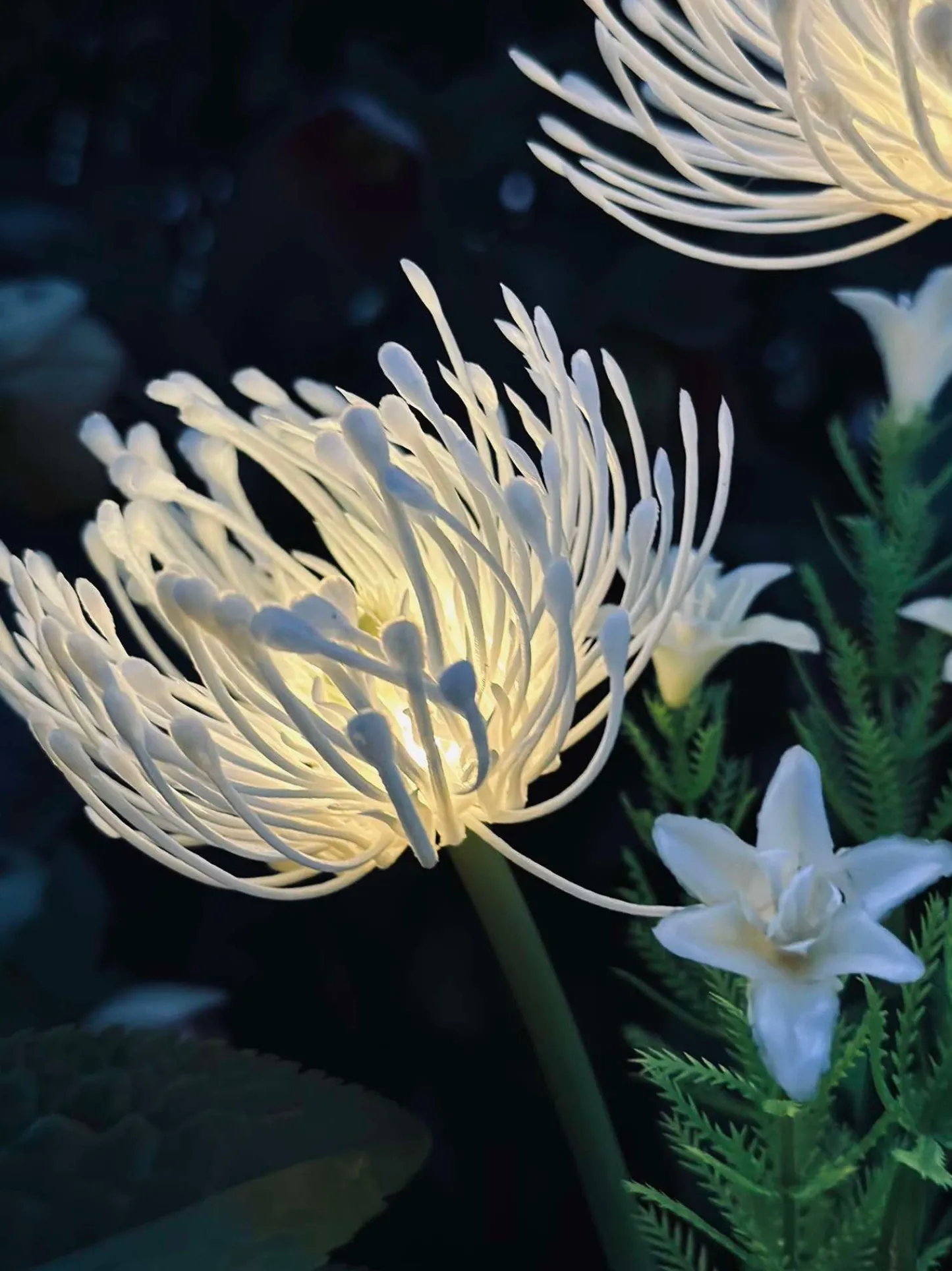 VIAMAJA Blomst med solceller - Spider Lili hvid