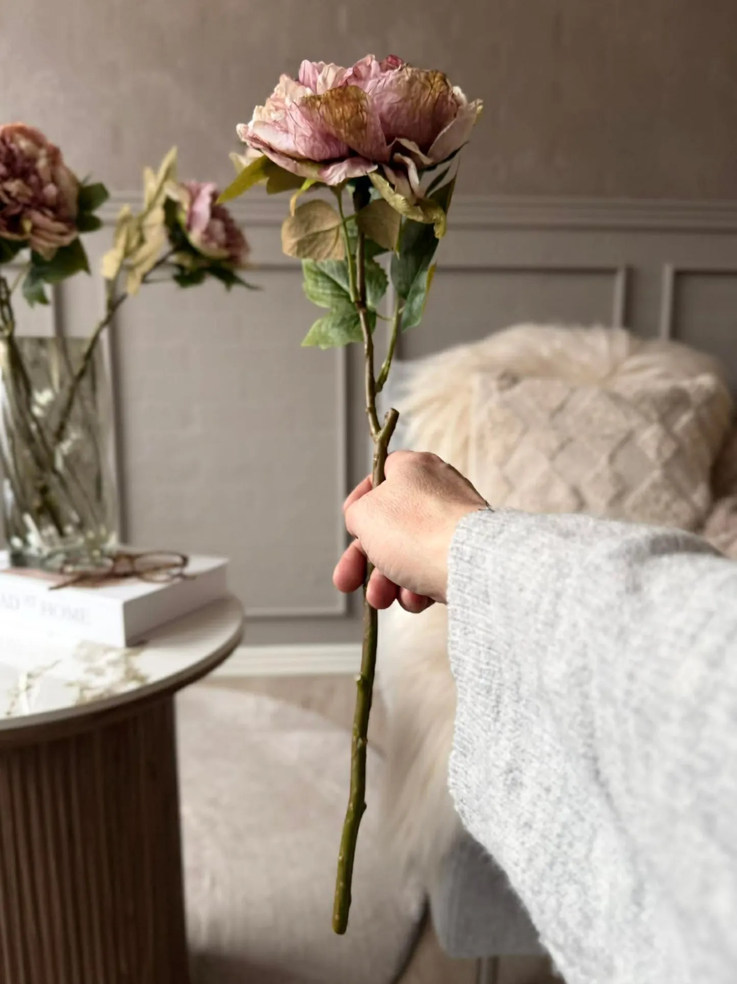 VIAMAJA Blomst Pæon - Antik Cream / rosa Hot