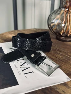 VIAMAJA Bælte Alba - Black Croco New