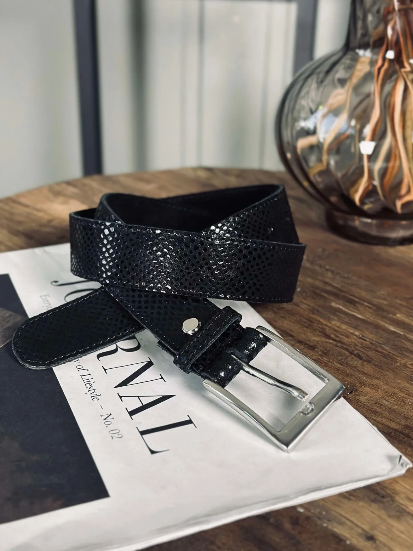 VIAMAJA Bælte Alba - Black Croco New