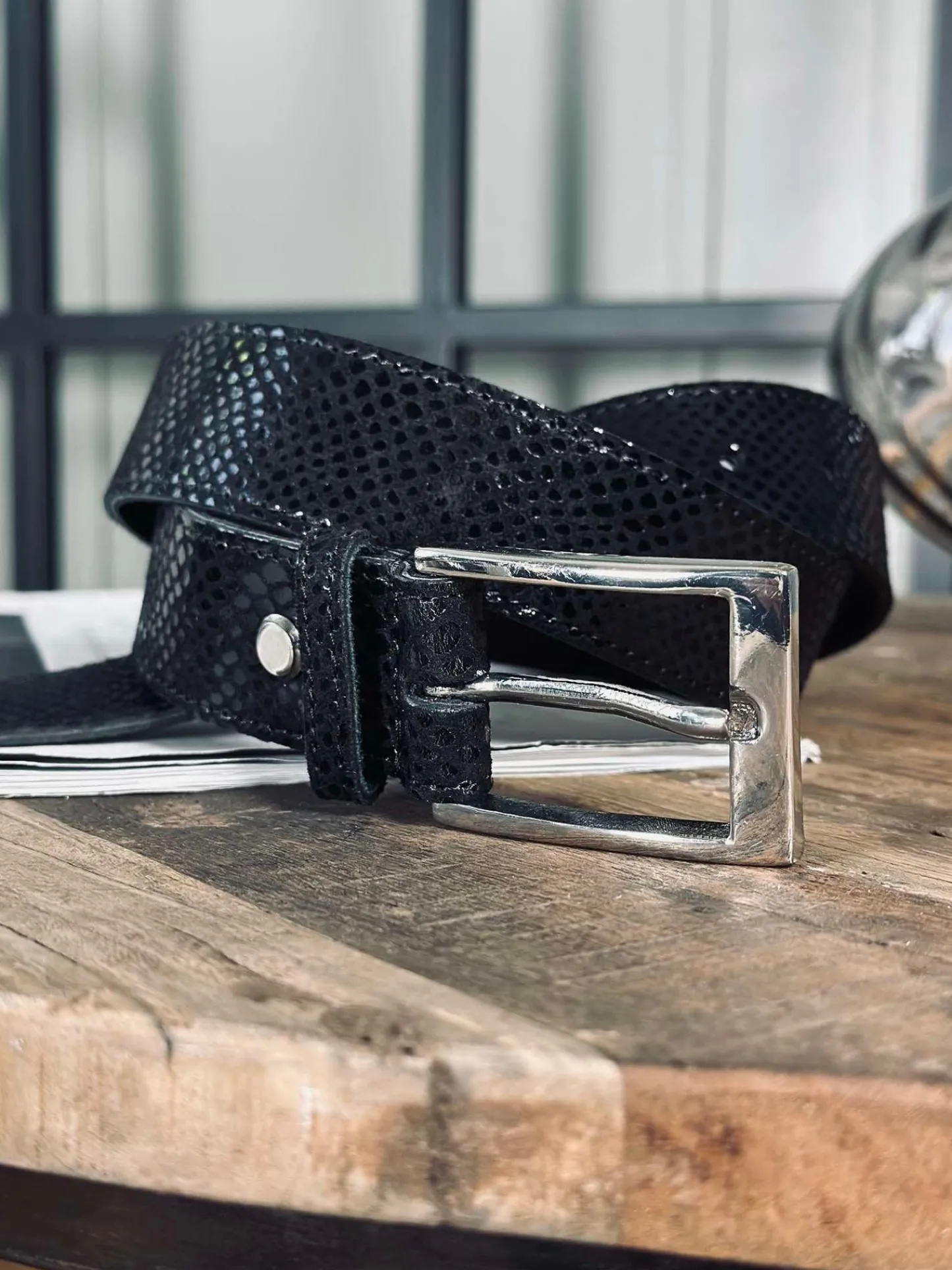 VIAMAJA Bælte Alba - Black Croco New