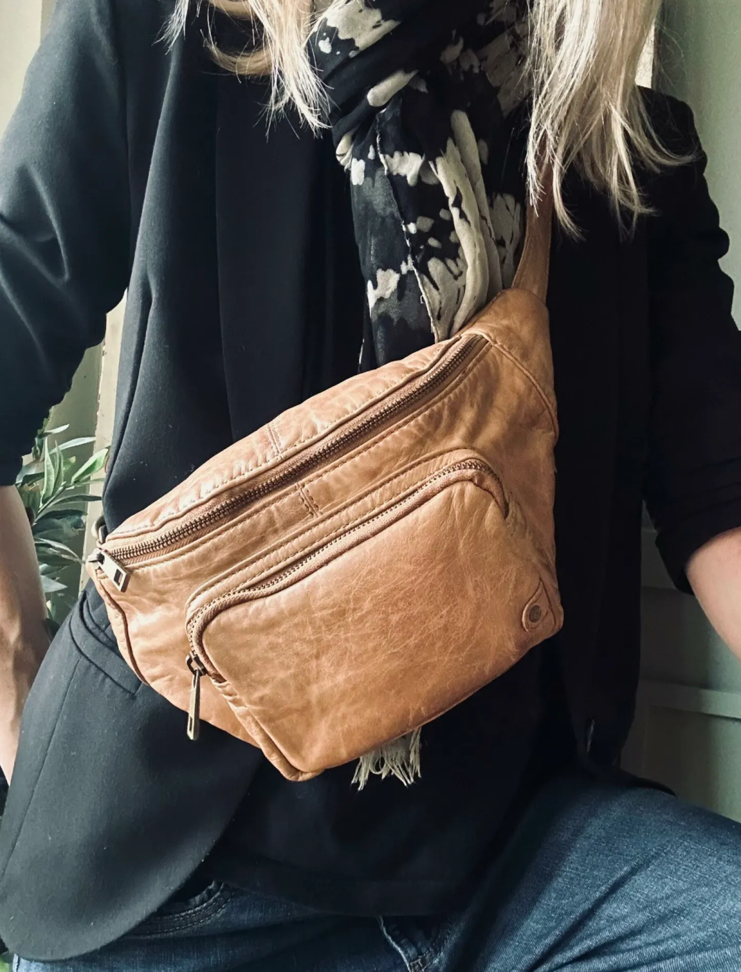 VIAMAJA Bæltetaske i vintage look CLASSY - Camel New