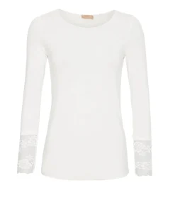 VIAMAJA Bluse BASIS med blondedetaljer – White Best