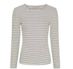 VIAMAJA Bluse Christel strib - Grå meleret Discount