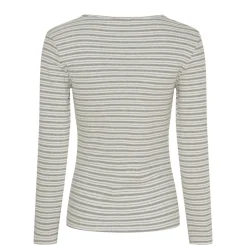 VIAMAJA Bluse Christel strib - Grå meleret Discount
