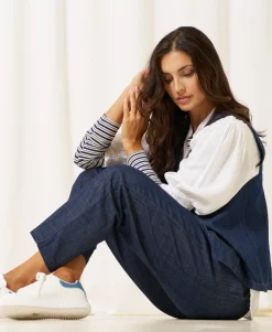 VIAMAJA Bluse Christel strib - Navy / Creme Discount