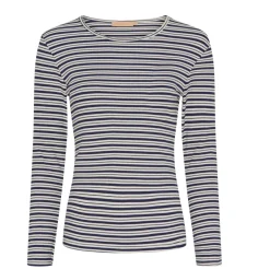 VIAMAJA Bluse Christel strib - Navy / Creme Discount