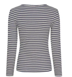 VIAMAJA Bluse Christel strib - Navy / Creme Discount