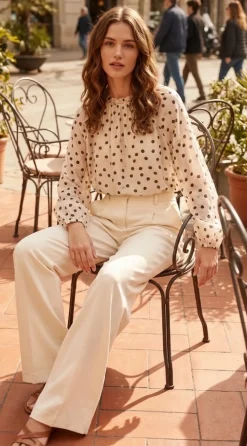 VIAMAJA Bluse DOTS - beige Clearance